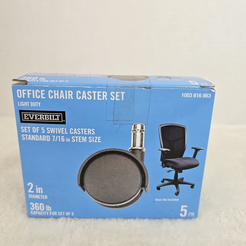 Everbilt 2" Office Chair 5 Caster Set- 7/16" Stem 360lb Capacity 1003616863